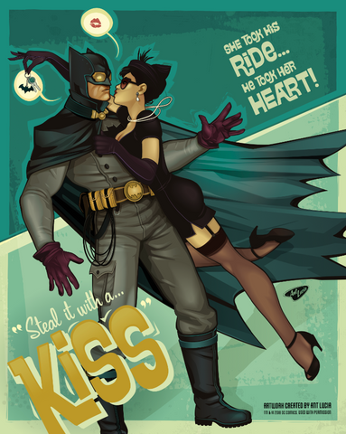 16x20 "Steal it with a Kiss" - Bat & Cat