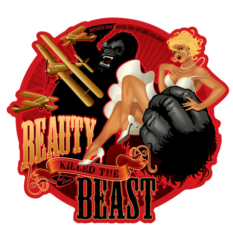 Stickers: SpookshowPinups - "Beauty Killed the Beast"